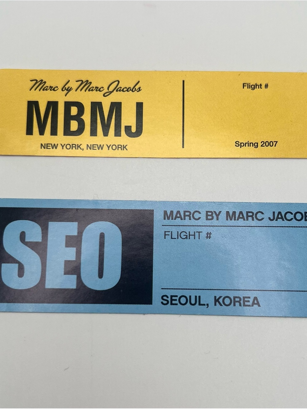 Marc Jacobs Yellow and Light Blue Luggage- Vintage Stickers- Seoul Korea